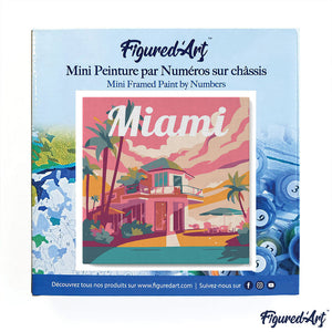 Mini Paint by numbers 8"x8" framed - Travel Poster Miami