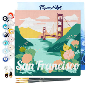 Mini Paint by numbers 8"x8" framed - Travel Poster San Francisco