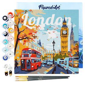 Mini Paint by numbers 8"x8" framed - Travel Poster London