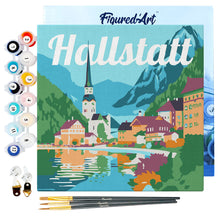 Load image into Gallery viewer, Mini Paint by numbers 8&quot;x8&quot; framed - Travel Poster Hallstatt