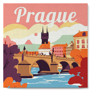 Mini Paint by numbers 8"x8" framed - Travel Poster Prague