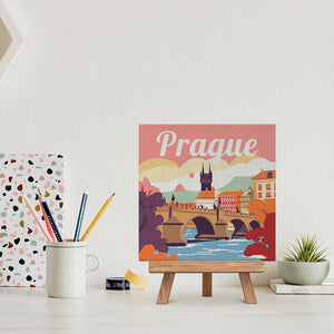 Mini Paint by numbers 8"x8" framed - Travel Poster Prague