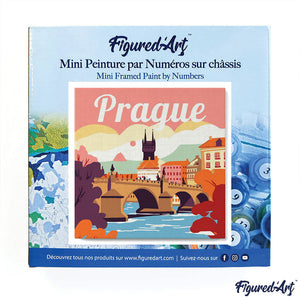 Mini Paint by numbers 8"x8" framed - Travel Poster Prague