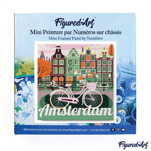 Mini Paint by numbers 8"x8" framed - Travel Poster Amsterdam