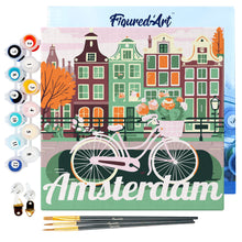 Load image into Gallery viewer, Mini Paint by numbers 8&quot;x8&quot; framed - Travel Poster Amsterdam