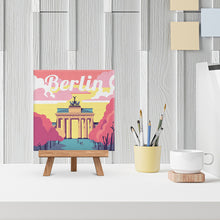 Load image into Gallery viewer, Mini Paint by numbers 8&quot;x8&quot; framed - Travel Poster Berlin