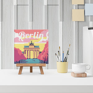 Mini Paint by numbers 8"x8" framed - Travel Poster Berlin