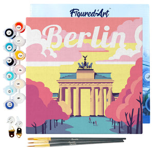 Mini Paint by numbers 8"x8" framed - Travel Poster Berlin