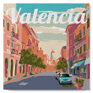 Mini Paint by numbers 8"x8" framed - Travel Poster Valencia