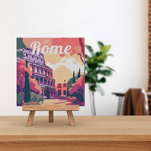 Mini Paint by numbers 8"x8" framed - Travel Poster Rome