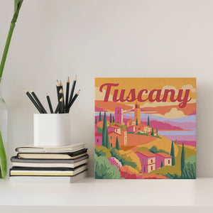 Mini Paint by numbers 8"x8" framed - Travel Poster Tuscany Spring