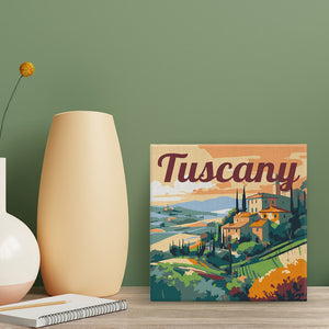 Mini Paint by numbers 8"x8" framed - Travel Poster Tuscany Summer