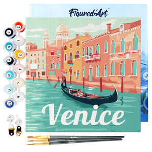 Mini Paint by numbers 8"x8" framed - Travel Poster Venice