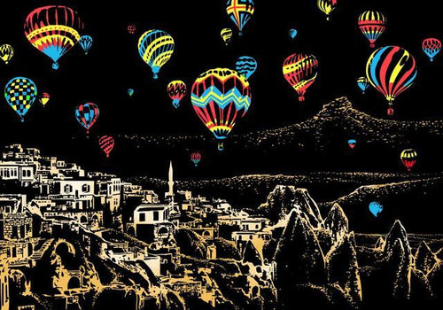 Scratch Painting - Hot Air Balloons in Turkey