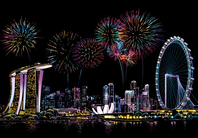 Scratch Painting - Marina Bay in Singapore