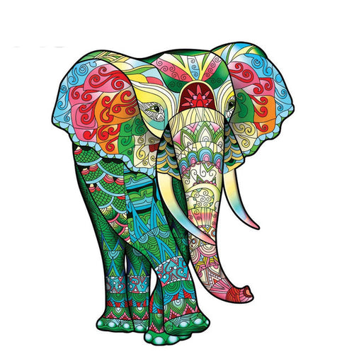 Wooden Puzzle - Vibrant Elephant
