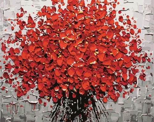 paint by numbers | Abstract Red Flowers | flowers intermediate | FiguredArt