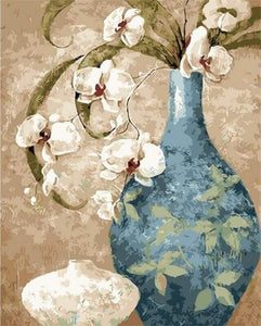 paint by numbers | Ancient Bottle and Flowers | flowers intermediate | FiguredArt