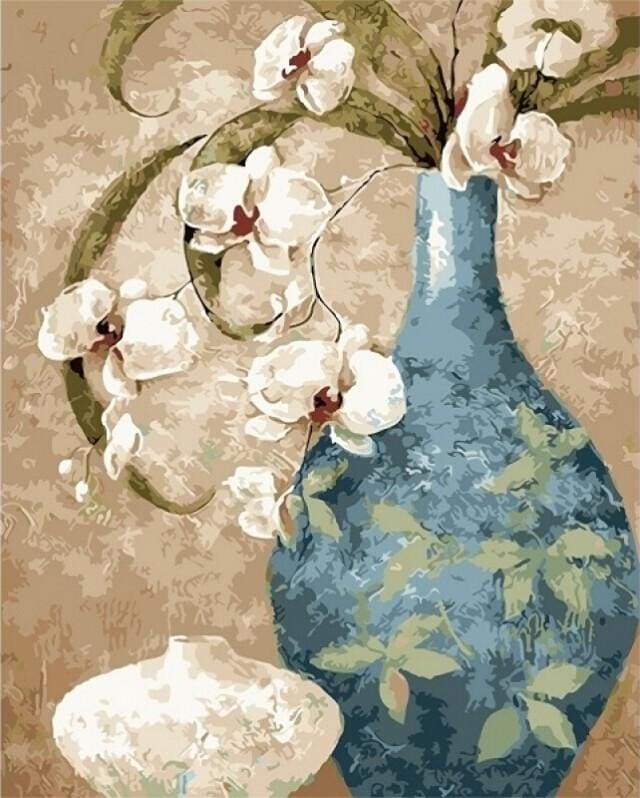 paint by numbers | Ancient Bottle and Flowers | flowers intermediate | FiguredArt