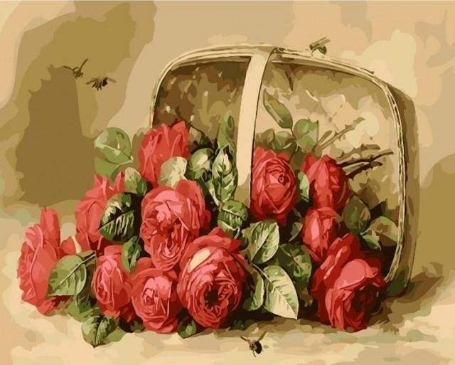 paint by numbers | Basket Of Roses | easy flowers | FiguredArt