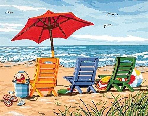 paint by numbers | Beach Chairs | easy landscapes | FiguredArt