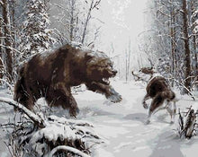 Load image into Gallery viewer, paint by numbers | Bear and Wolf fighting | animals bears intermediate wolves | FiguredArt