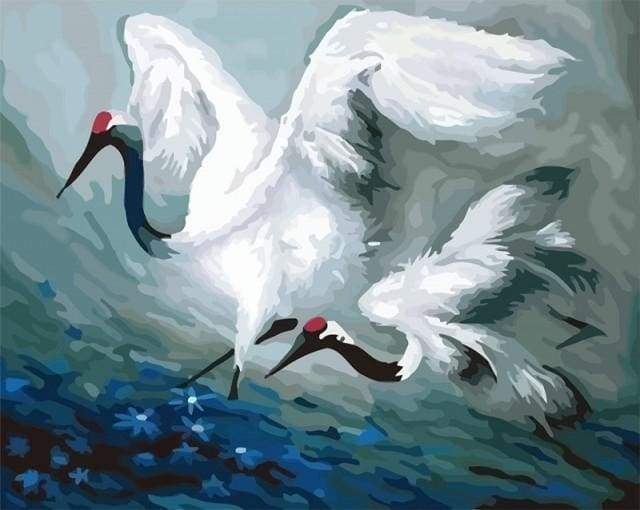 paint by numbers | Beautiful Cranes | animals birds cranes easy | FiguredArt