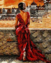 Load image into Gallery viewer, paint by numbers | Beautiful Woman in Red Dress | advanced romance | FiguredArt