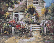 Load image into Gallery viewer, paint by numbers | Bicycle in front of the House | intermediate landscapes | FiguredArt