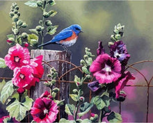 Load image into Gallery viewer, paint by numbers | Bird and Pink Flowers | flowers intermediate | FiguredArt