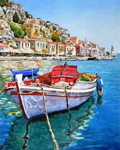 Load image into Gallery viewer, paint by numbers | Boat moored at the Port | advanced cities | FiguredArt