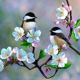 Diamond Painting Framed - Small Birds and White Flowers