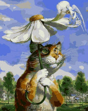 Load image into Gallery viewer, paint by numbers | Cat and Marguerite Umbrella | animals cats easy flowers | FiguredArt