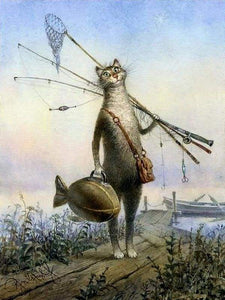paint by numbers | Cat Fishing | advanced animals cats | FiguredArt