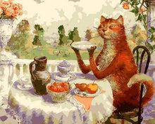 Load image into Gallery viewer, paint by numbers | Cat having Breakfast | animals cats intermediate | FiguredArt