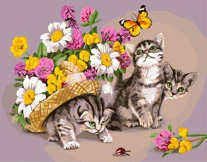 paint by numbers | Cat playing with a Butterfly | animals butterflies cats easy flowers | FiguredArt