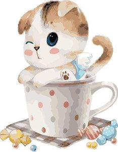 paint by numbers | Cat Teacup | animals beginners cats easy kids | FiguredArt