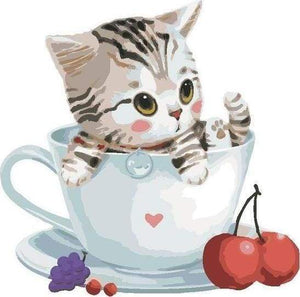 paint by numbers | Cherry Cat | animals beginners cats easy kitchen | FiguredArt