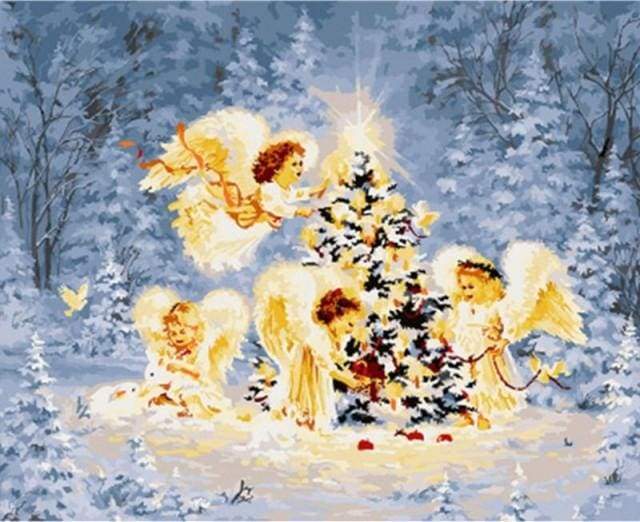 paint by numbers | Christmas Tree with Angels | christmas intermediate trees | FiguredArt