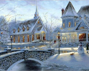 Winter Cottage - EXTREMELY DETAILED - FINISHED Advanced Acrylic popular Paint-By-Number