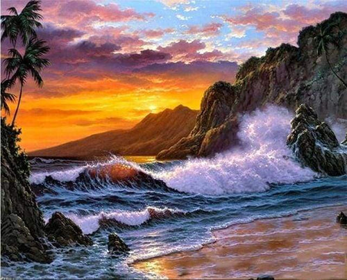 paint by numbers | Cliff and Waves | advanced landscapes | FiguredArt