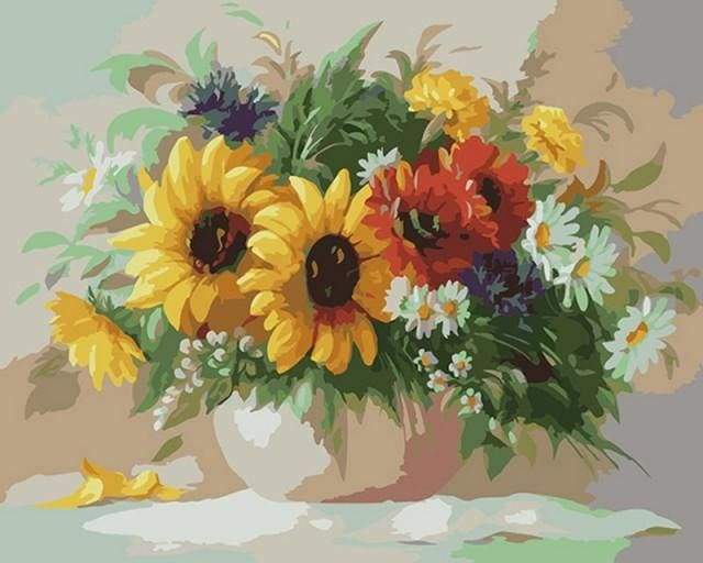 paint by numbers | Colorful Flowers in a Vase | easy flowers | FiguredArt