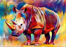 Load image into Gallery viewer, paint by numbers | Colorful Rhino | advanced animals Pop Art rhinos | FiguredArt