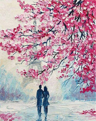 paint by numbers | Couple in Spring | advanced landscapes new arrivals | FiguredArt