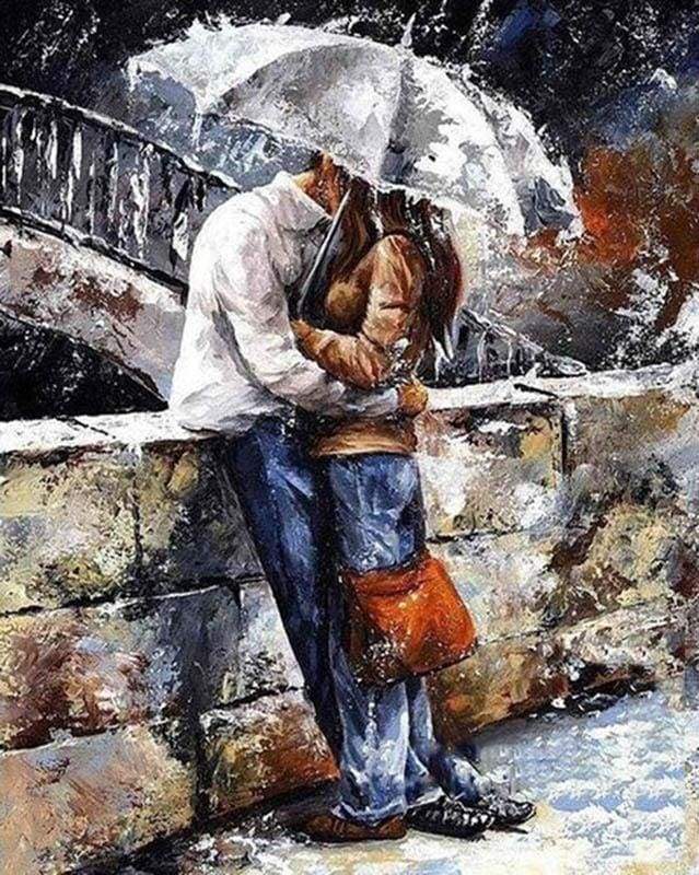 paint by numbers | Couple in the rain | advanced romance | FiguredArt