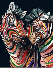 Load image into Gallery viewer, paint by numbers | Couple of Colorful Zebras | animals easy zebras | FiguredArt