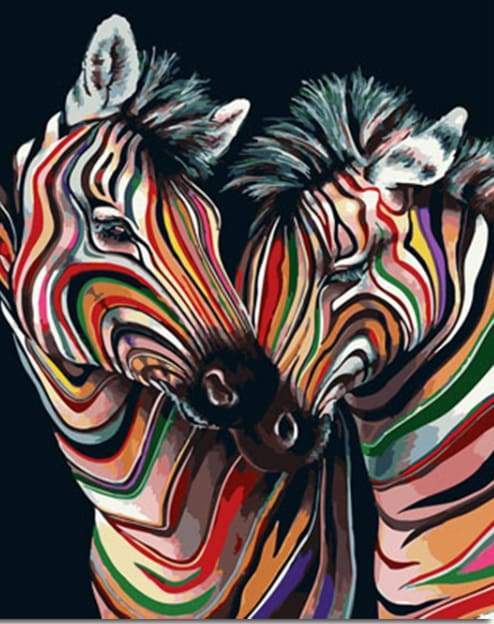 paint by numbers | Couple of Colorful Zebras | animals easy zebras | FiguredArt