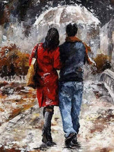 Load image into Gallery viewer, paint by numbers | Couple walking under the rain | advanced romance | FiguredArt