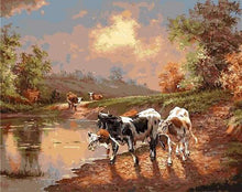 Load image into Gallery viewer, paint by numbers | Cows Vintage | animals cows intermediate landscapes | FiguredArt