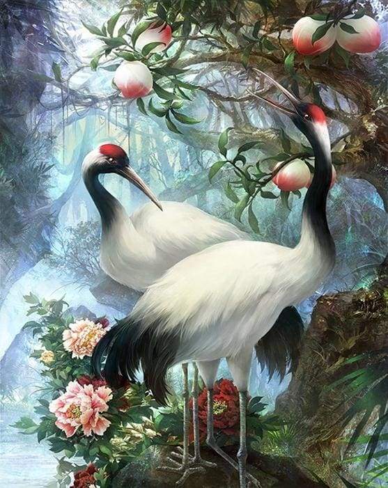 paint by numbers | Crane with Red Head | advanced animals birds cranes | FiguredArt